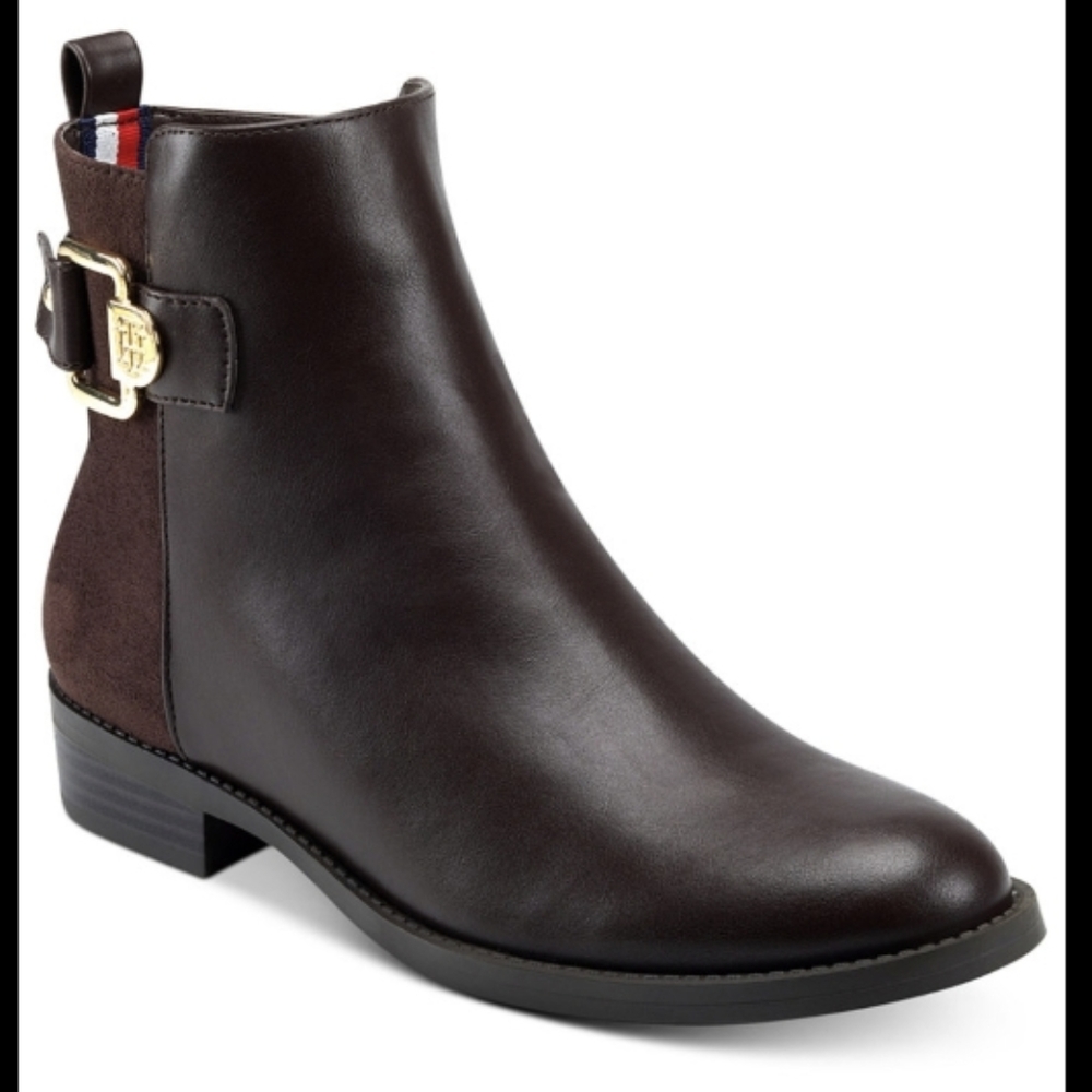 Tommy Hilfiger - Inella Mixed-Media Booties - Brown